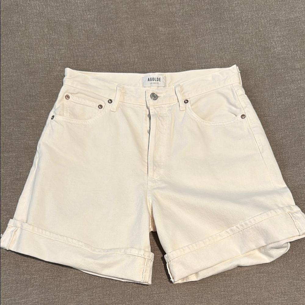 Agolde Cream Jean Shorts with Cuffed Hem. Size 27. Never worn.